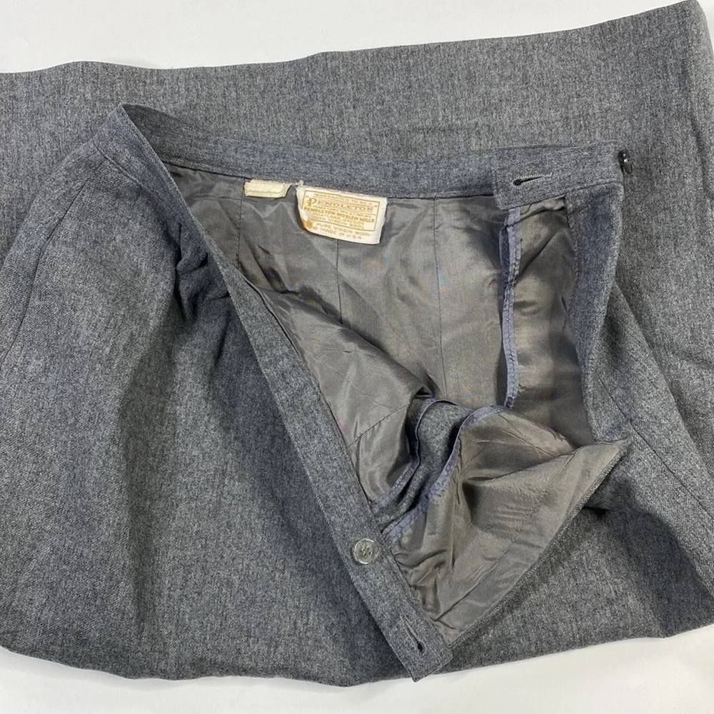 Vintage Pendleton Gray Pure Virgin Wool Pencil Skirt Waist 27